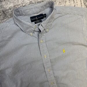 Vintage Polo Ralph Lauren Shirt Mens XL Blue White Striped Seersucker Preppy Ivy